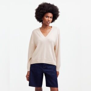 Madewell Cream V-Neck Sweater